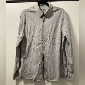 Grey and white Striped Express Button Down